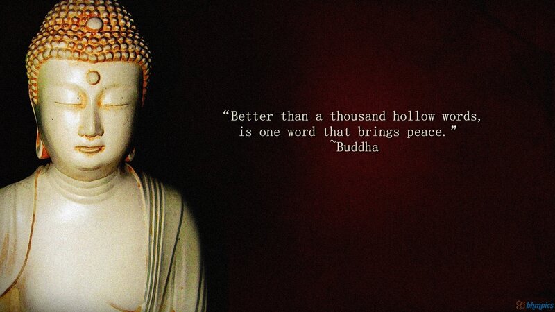 Buddha quote with statue