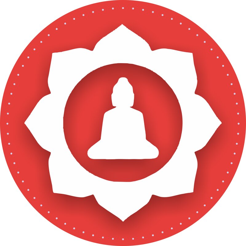Buddha Silhouette in Lotus — Red