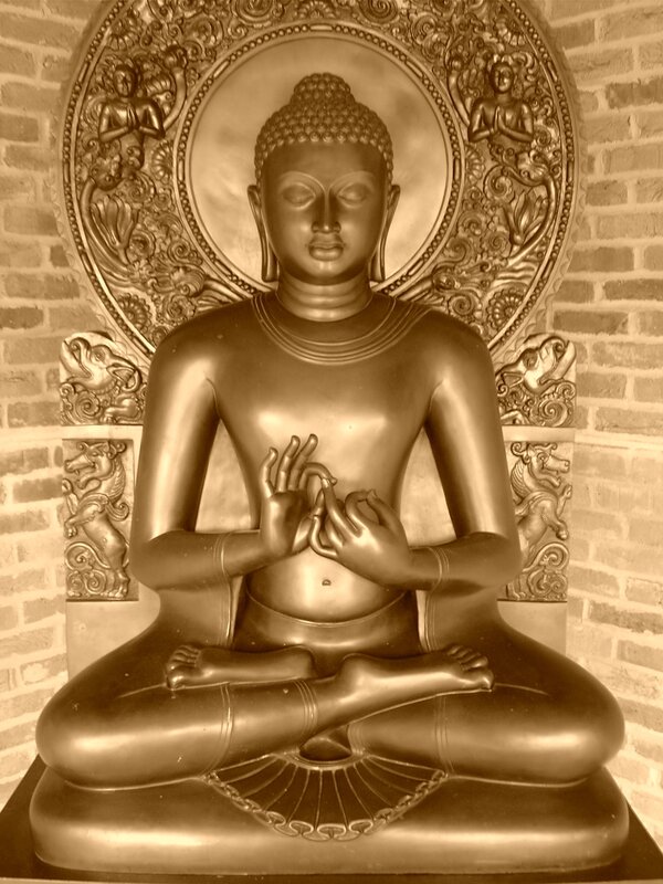 Buddha Statue — Brown, Serene, Photograph, Brick Wall
