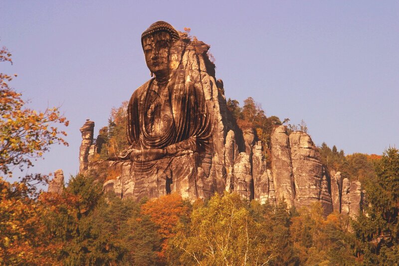 Buddha statue carved in rock