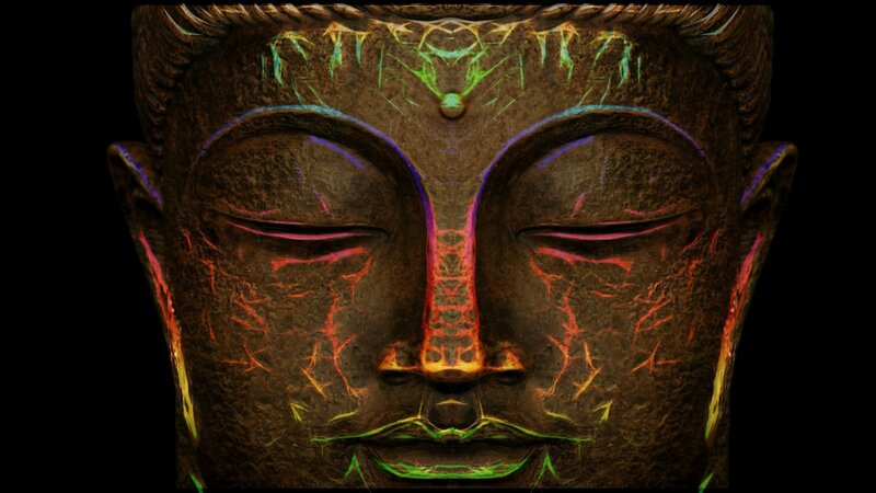 Buddha Statue Face — Brown, Serene, Digital Art