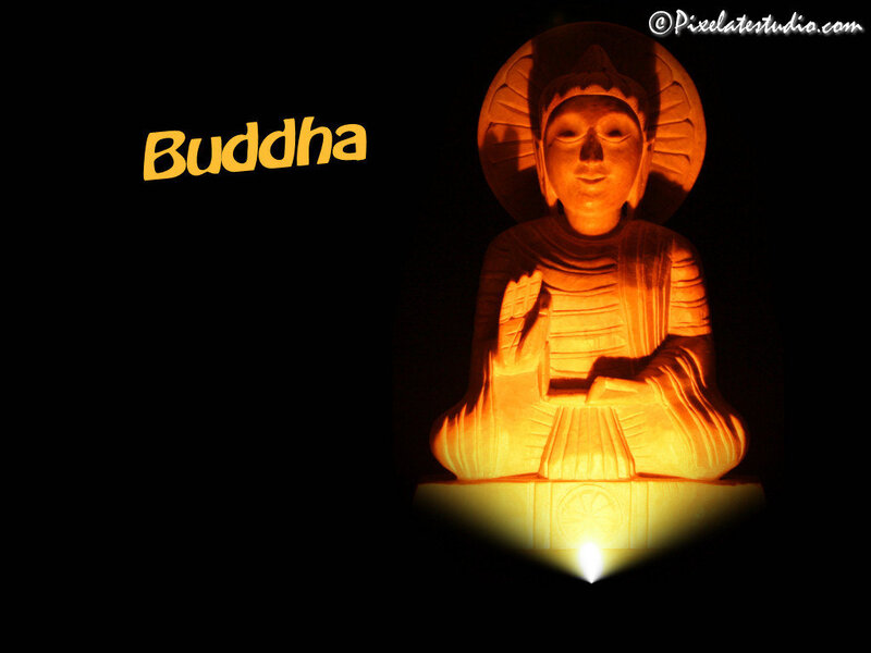 Buddha statue illuminated
