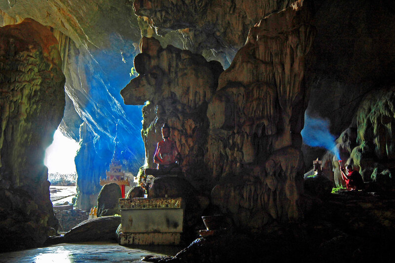 Buddha Statue in Cave — Brown