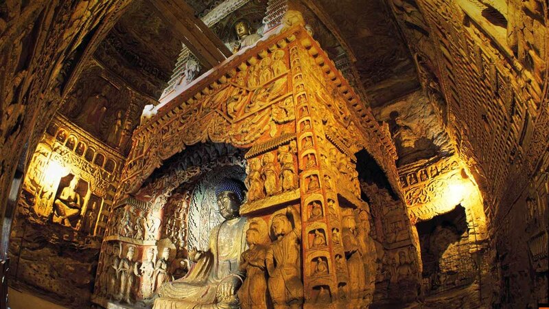 Buddha Statue in Cave — Gold