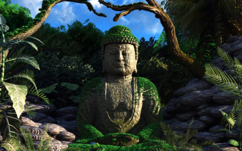 Buddha statue in jungle