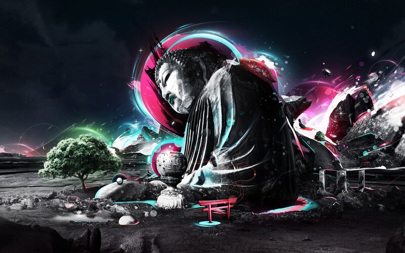 Buddha Statue in Landscape