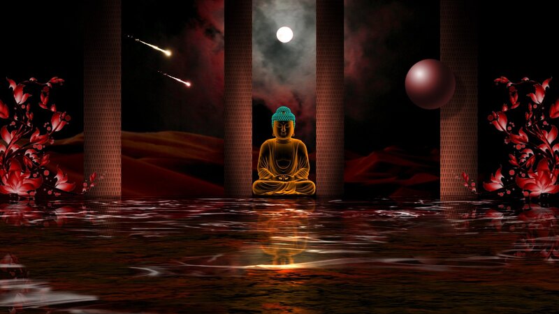Buddha statue in serene setting