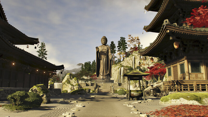 Buddha Statue in Temple — Brown, Serene