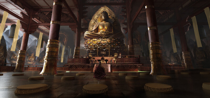 Buddha Statue in Temple — Gold