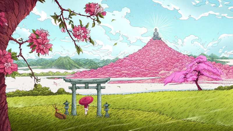 Buddha Statue on Pink Mountain