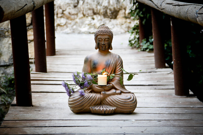 Buddha Statue with Candle — Brown