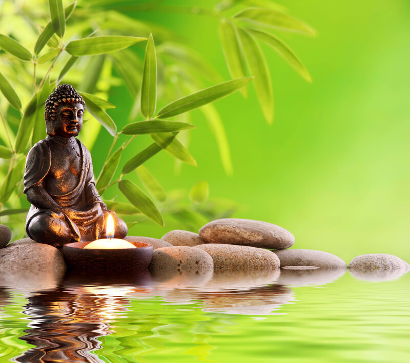 Buddha Statue with Candle — Green