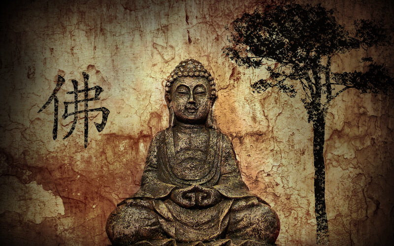 Buddha statue with Chinese character