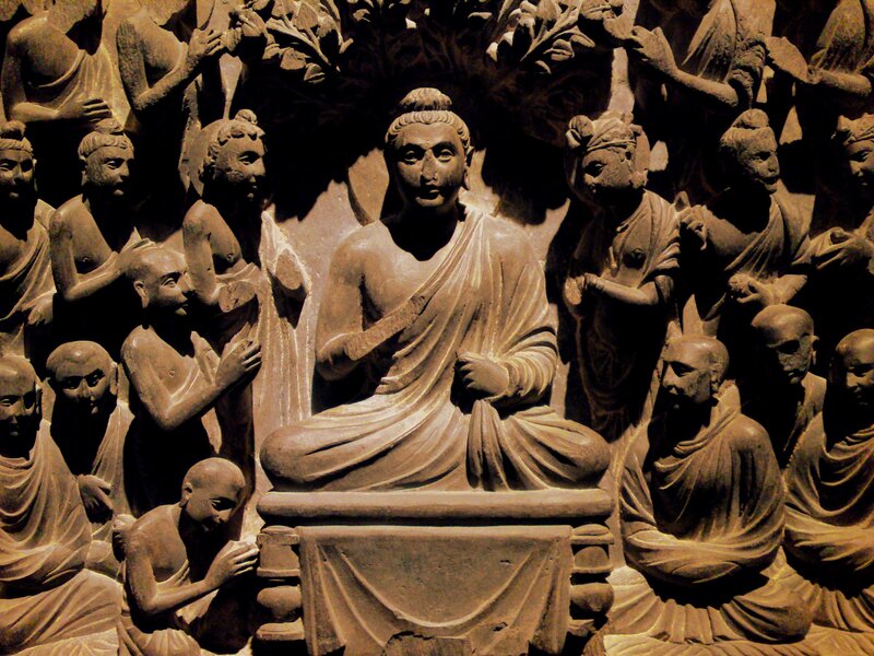 Buddha Statue with Disciples — Brown