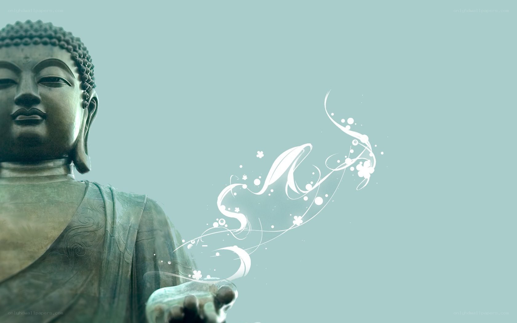 Buddha statue with floral design