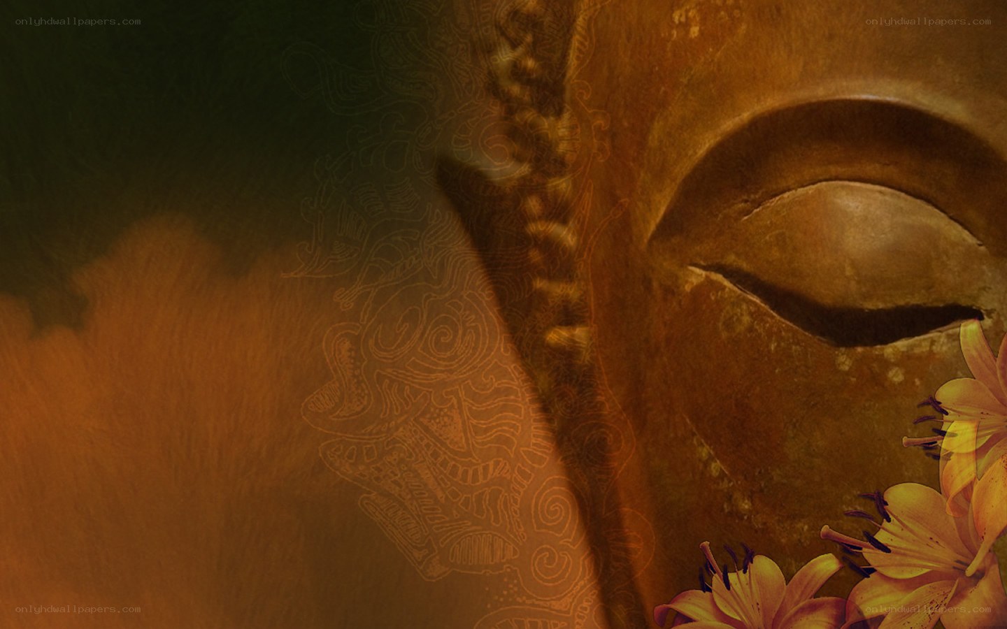 Buddha statue with flowers