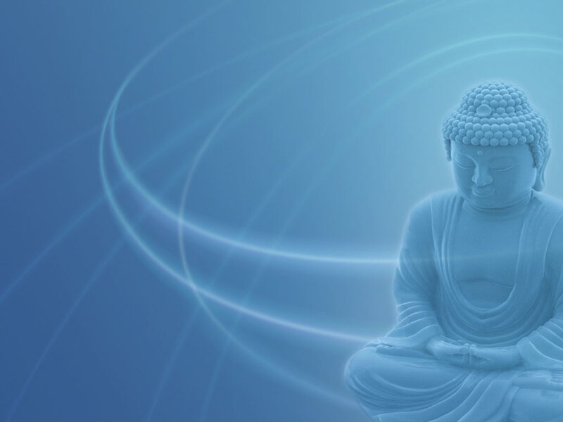 Buddha statue with light waves