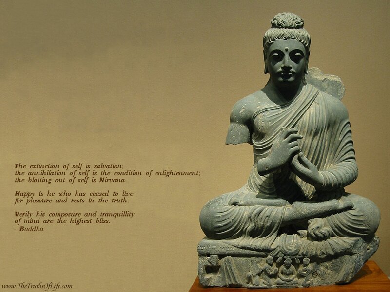 Buddha statue with quote