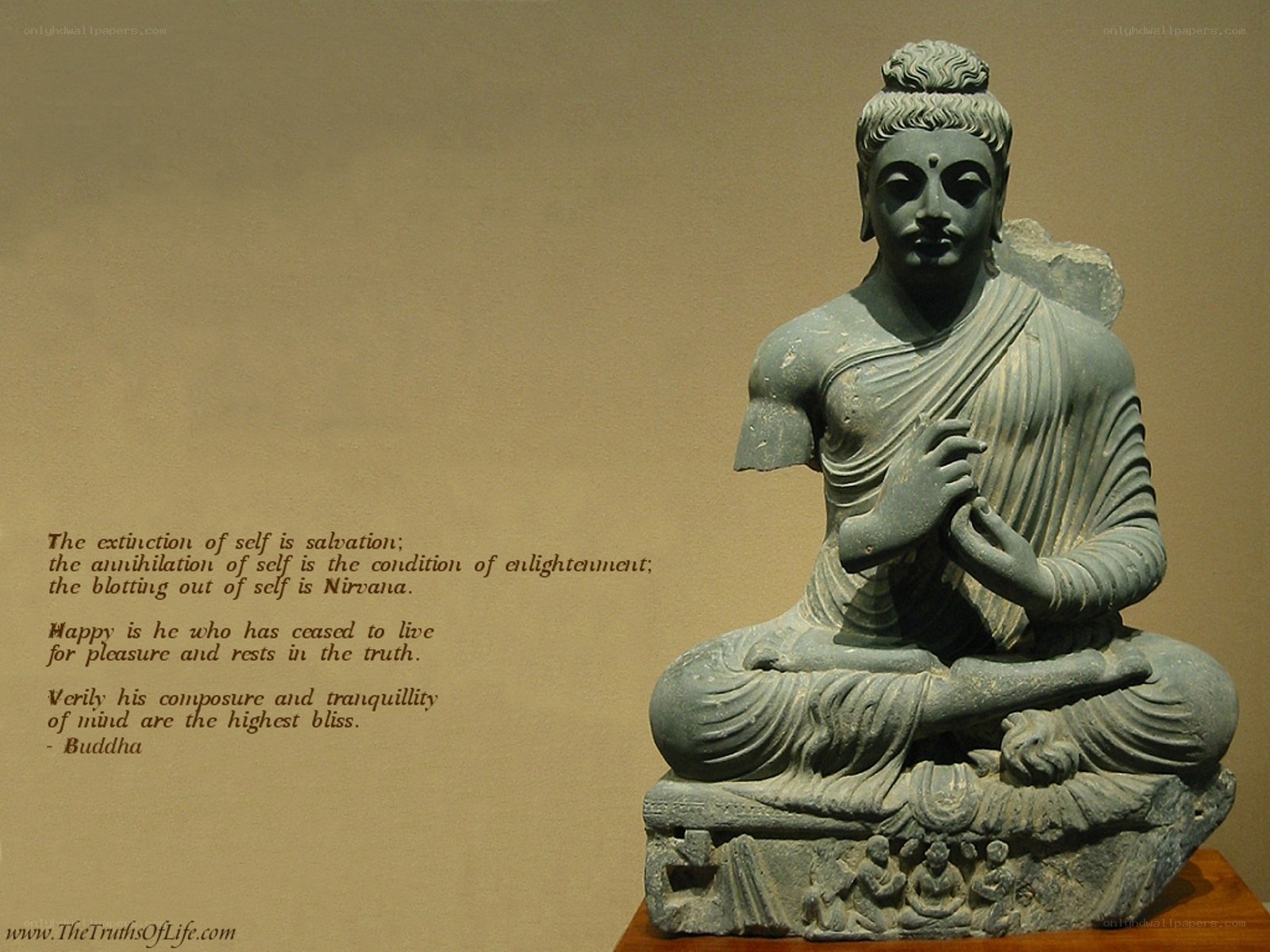Buddha statue with quote