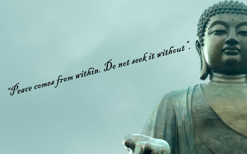 Buddha statue with quote