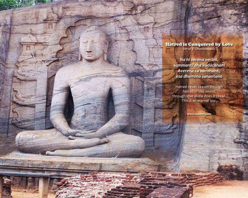 Buddha statue with quote