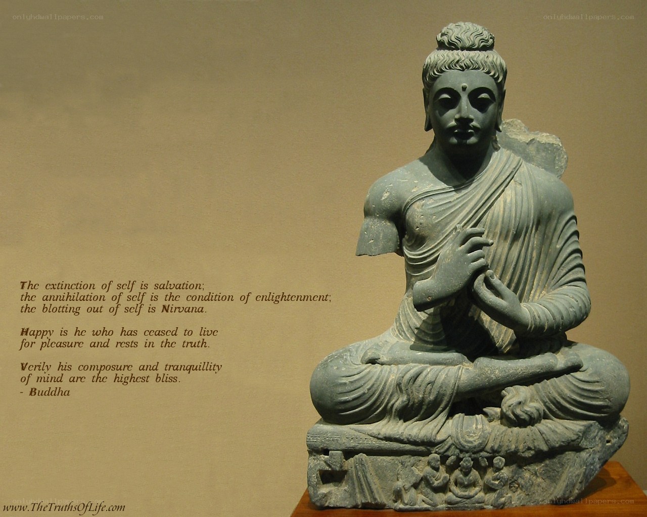 Buddha statue with quote