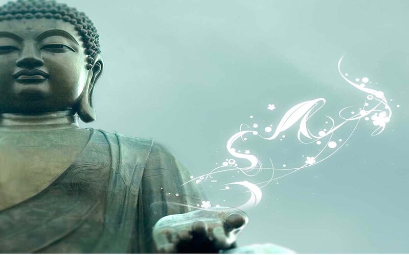 Buddha statue with spiritual energy