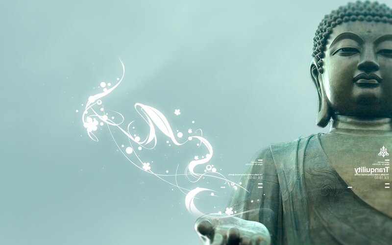 Buddha statue with spiritual energy