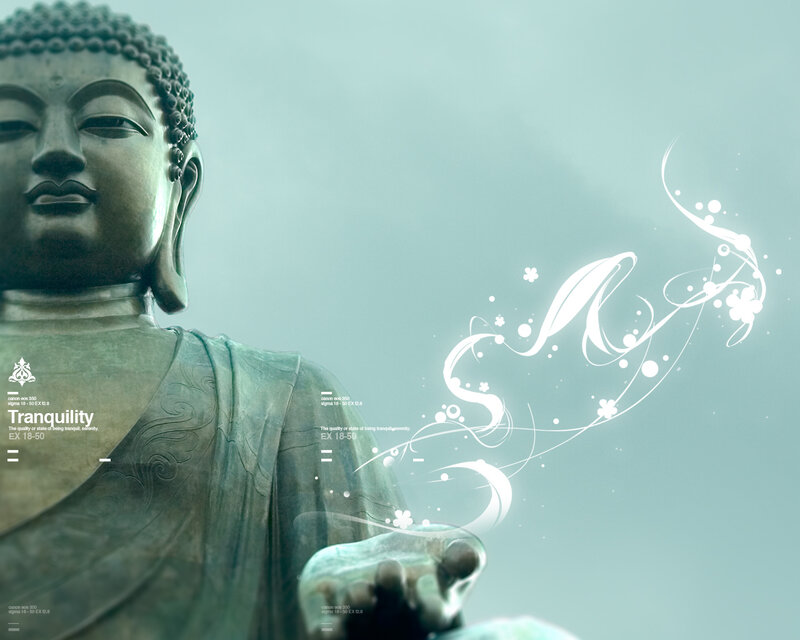 Buddha statue with tranquil design
