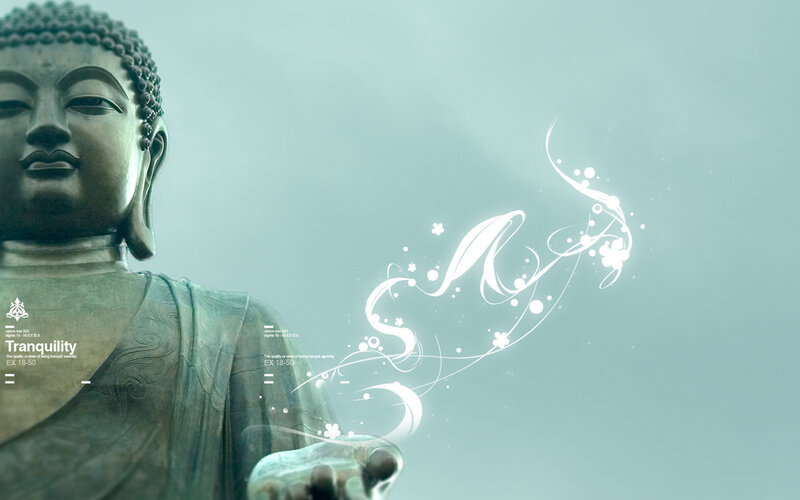 Buddha statue with tranquility theme