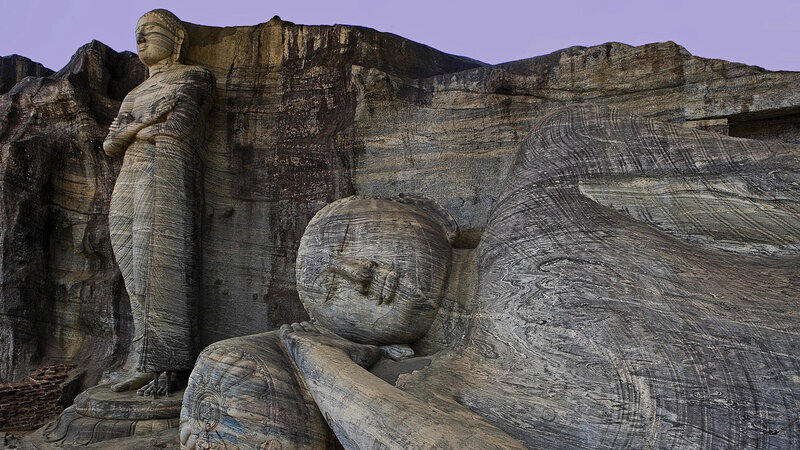 Buddha Statues at Dambulla — Gray