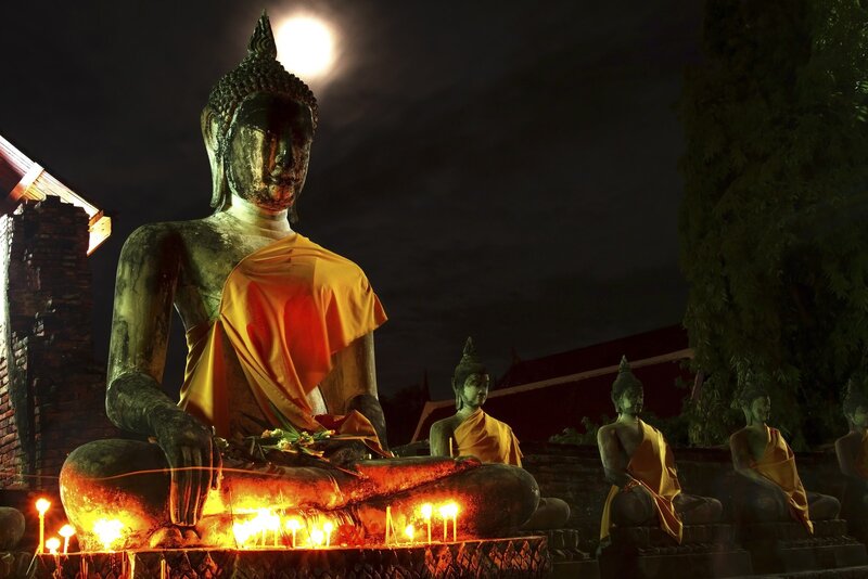 Buddha Statues at Night