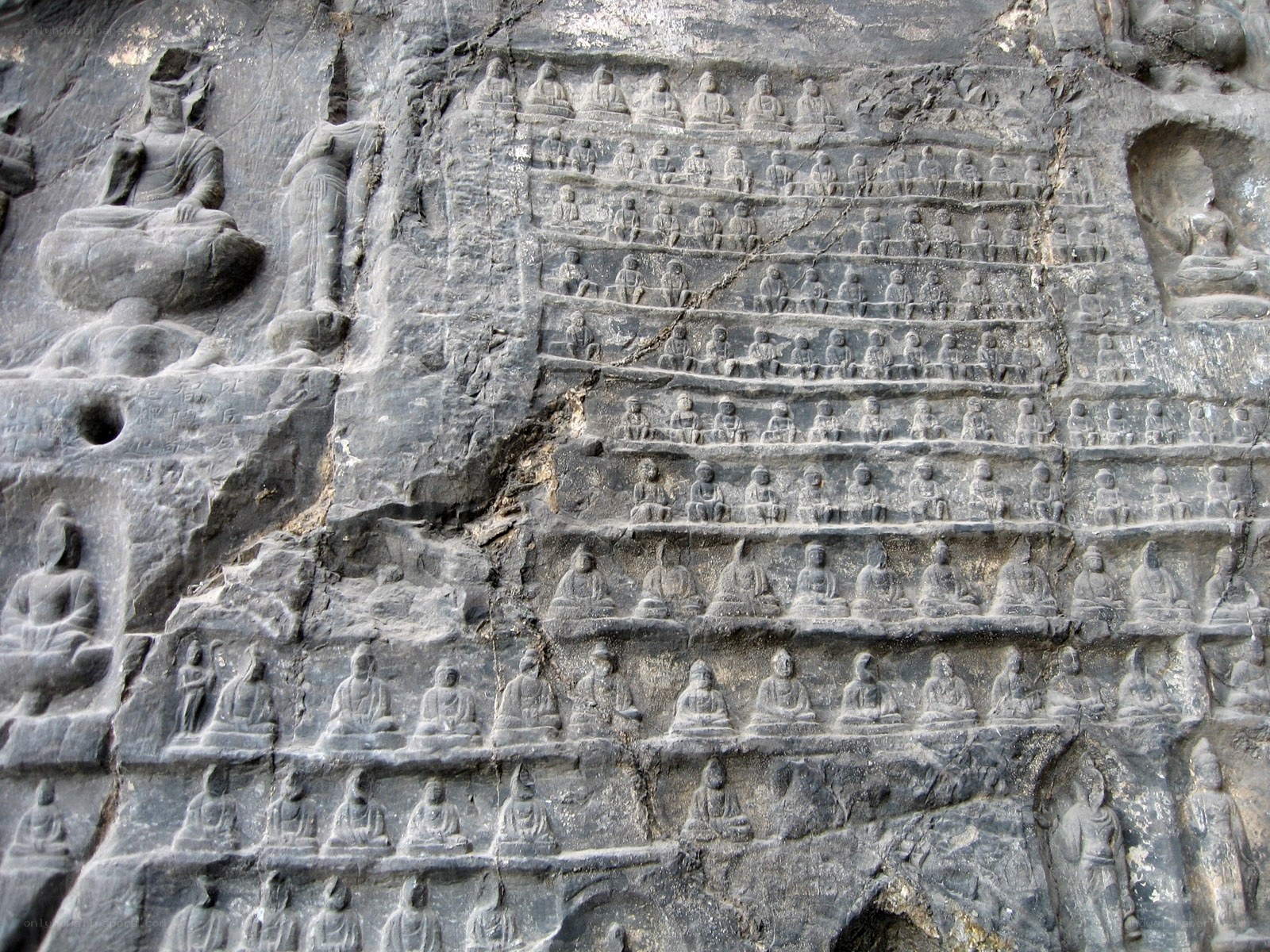 Buddha statues carved in rock