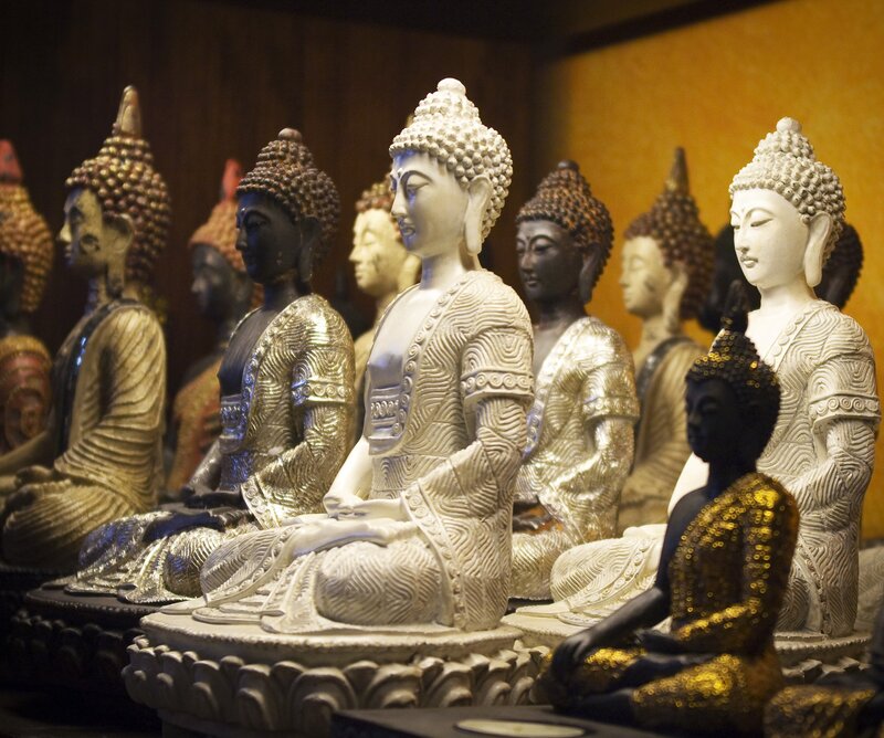 Buddha statues in a row