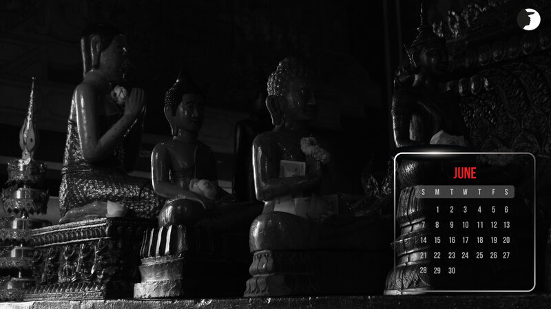Buddha Statues in Temple — Black