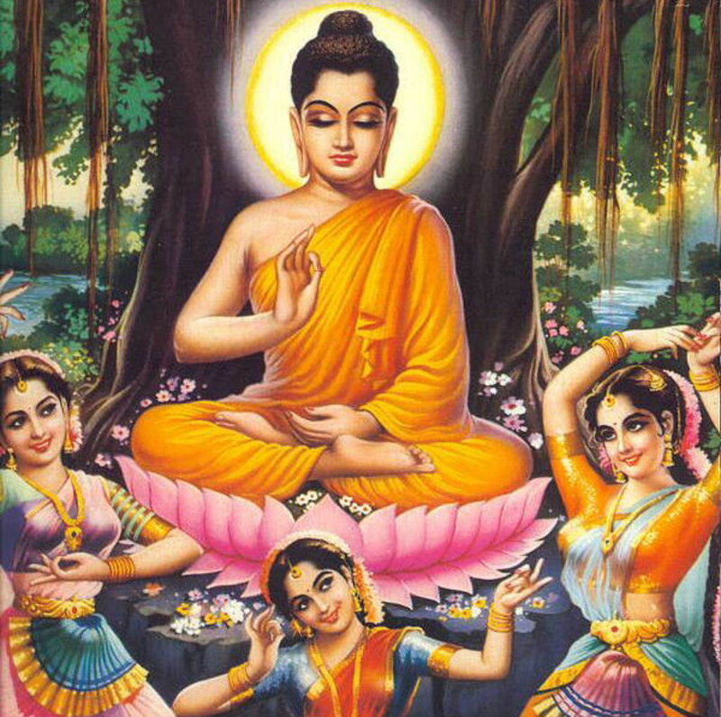 Buddha teaching under the bodhi tree