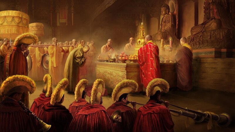 Buddhist ceremony in temple