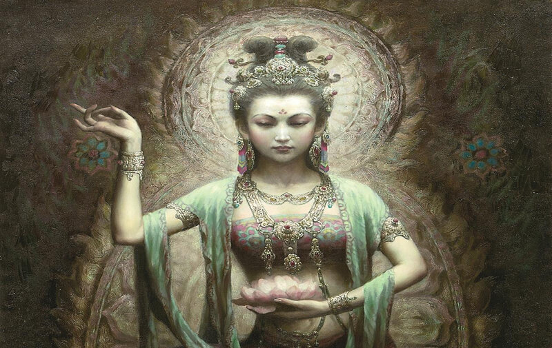 Buddhist deity with lotus