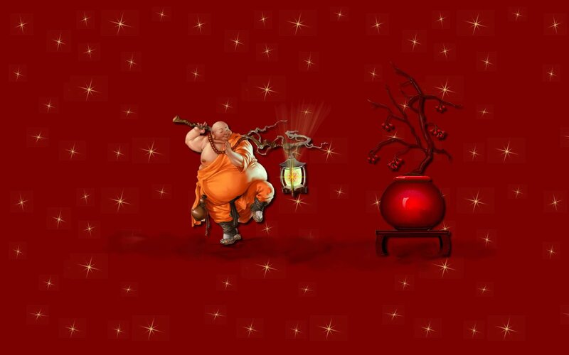 Buddhist Monk with Lantern