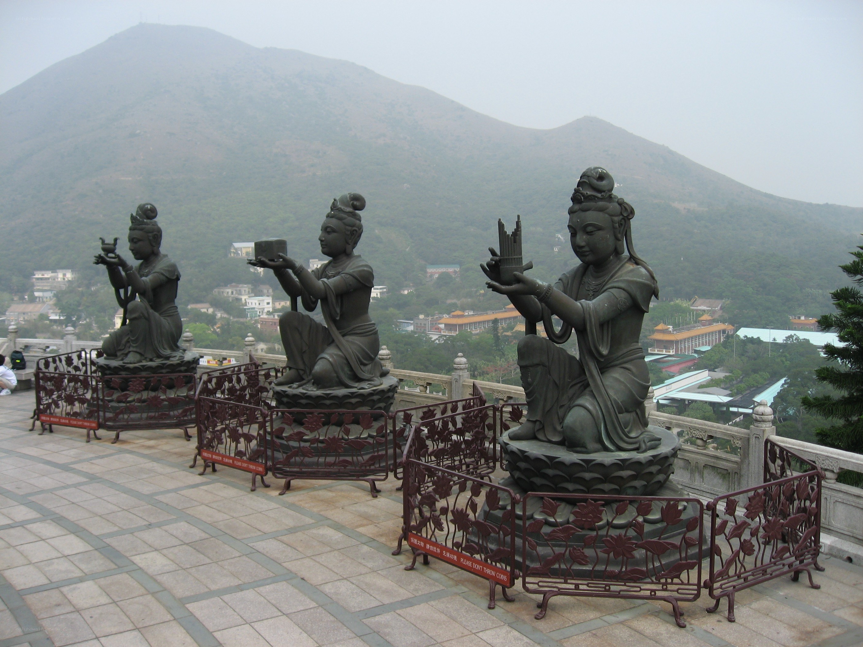 Buddhist statues on a mountain terrace