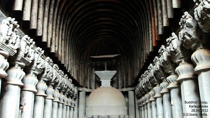 Buddhist Stupa in Cave — Gray