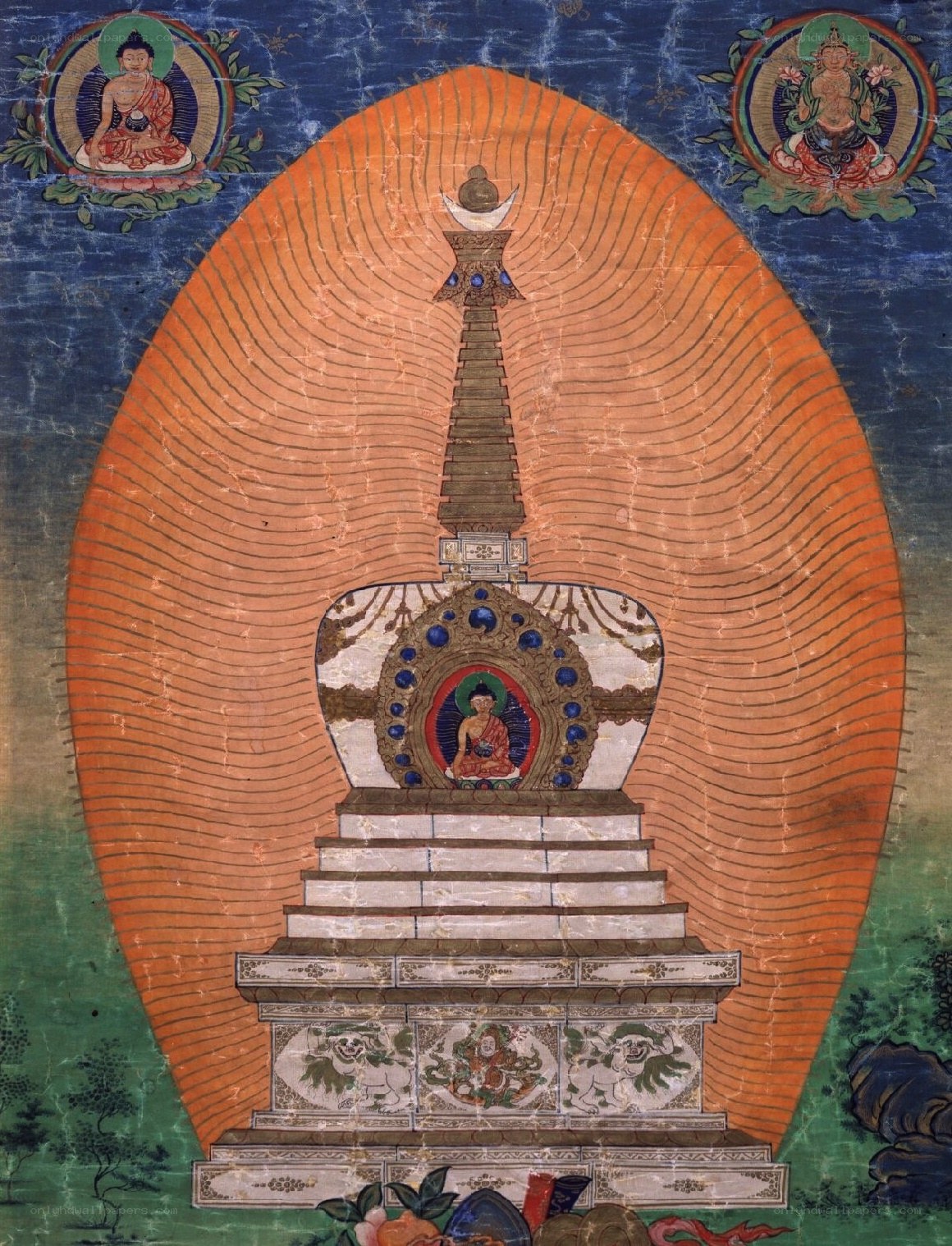 Buddhist stupa painting