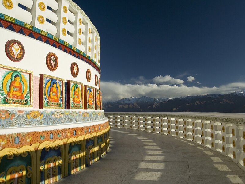 Buddhist stupa with mountain view