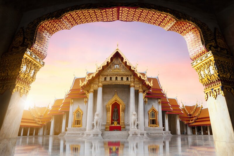 Buddhist Temple at Sunset
