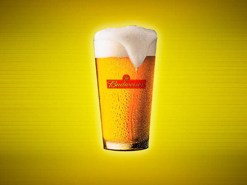 Budweiser Beer Glass — Yellow, Bright, Clean