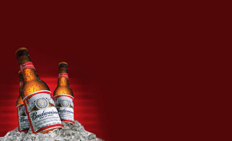 Budweiser Bottles in Ice — Red
