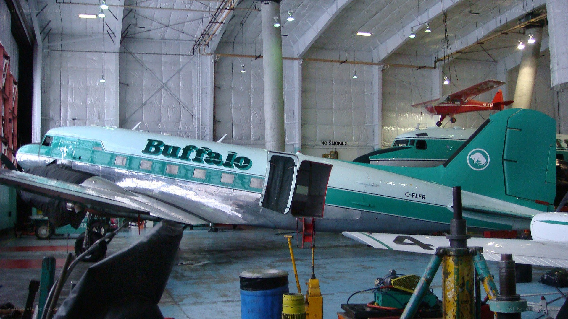 Buffalo airplane in hangar