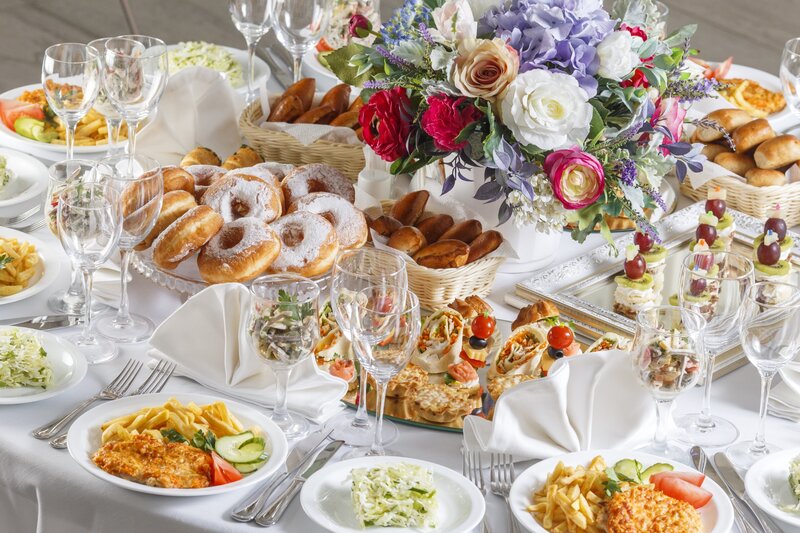 Buffet Table with Food