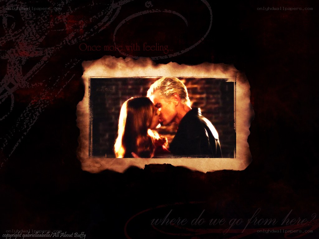 Buffy and Angel kiss