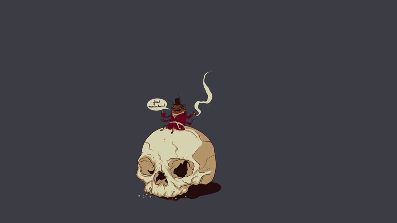 Bug in Suit on Skull